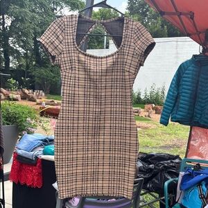 Plaid Short Sleeve Dress